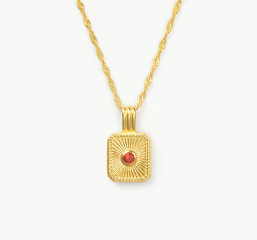 Náhrdelník s přívěskem Zodiac & Birthstone – Kozoroh / Granát